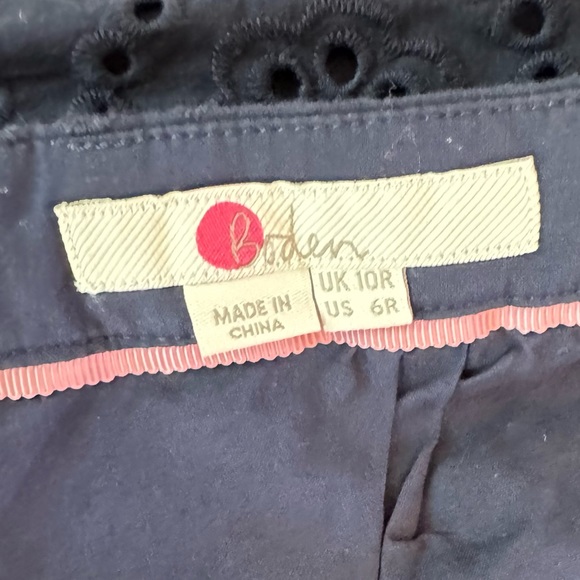 Boden Broderie Eyelet Skirt Navy Blue Size 6R Trumpet Mermaid Midi Cotton - Picture 8 of 13